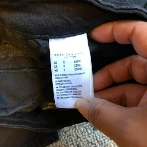 American Eagle Y2k Comfort Stretch Waistband Black Jeans Women 0 Short Pockets - Picture 5 of 8